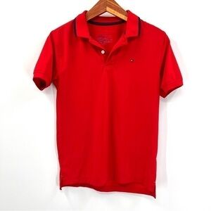 TOMMY HILFIGER Boy's Red Lightweight Polo Top Size M